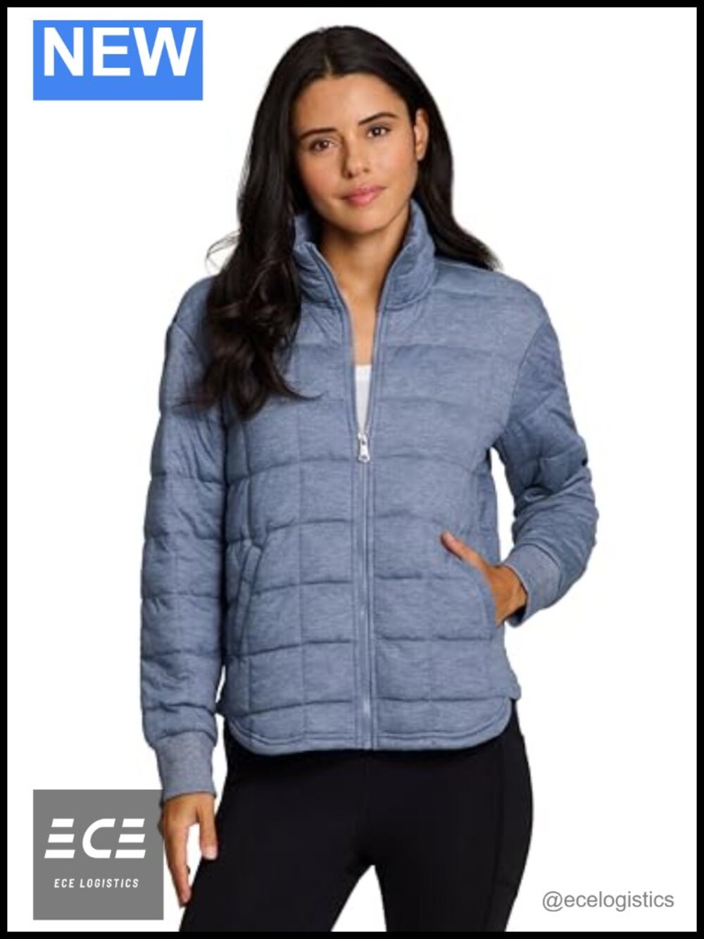 Women's Ultra Lightweight Quilted Full Zip Jacket with Pockets Mock Neck